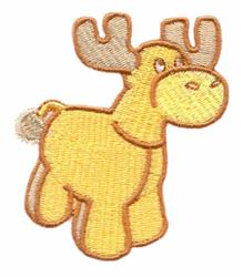 Playful moose in vibrant yellow with light brown antlers and a smiling expression, perfect for kids' designs.
