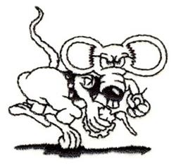 Cartoon mouse with large ears holding cheese, playful expression, in bold outline, perfect for kitchen towels.