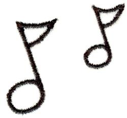 Playful musical notes with fuzzy outlines in shiny black, capturing a whimsical design for music lovers.