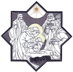 star detailed machine digital embroidery - Nativity Scene perfect for Wall Art