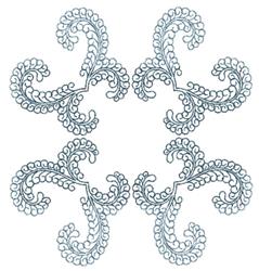Ornamental scroll design with elegant blue swirls and detailed curves in a symmetrical pattern.