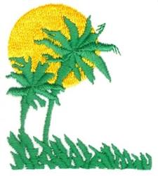 beginner-friendly sunflower machine embroidery pattern - Palm Tree Scene for Tropical Party Themes