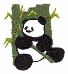 Playful panda nestled among vibrant green bamboo stalks, with cheerful yellow accents. Perfect for playful environments.