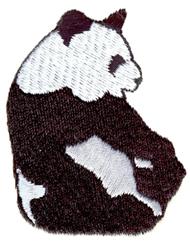 Cute cartoon panda in a sitting pose, featuring playful black and white fur, perfect for children's items.