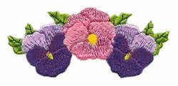 leaf detailed machine digital embroidery - Pansies perfect for patchwork quilt blocks