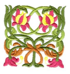 Peony Squares - 4x4 square detailed machine embroidery design perfect for Wine Bags