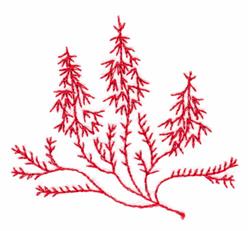 tree redwork machine embroidery - Pine Needles perfect for decorative pillow covers