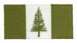 Clean design featuring a green pine tree centered on a white background, framed by solid green sections.