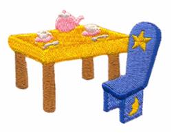 Play Tea and Table Set - 4x4 set beginner-friendly embroidery design for Playroom Decor