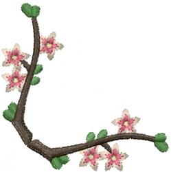 Plum Branch Corner - 4x4 leaf quick stitch embroidery design for reusable tote bags