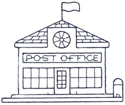 office redwork machine embroidery - Post Office perfect for patchwork quilt blocks