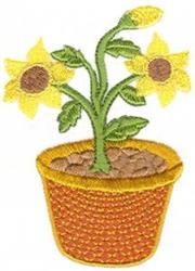 Potted Flower - 4x4 leaf detailed machine embroidery design for Gardening Aprons