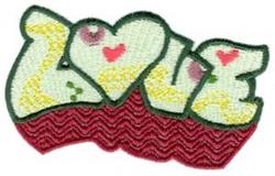 detailed valentine heart machine embroidery pattern - Psychedelic Love for kitchen aprons