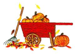 Pumpkin Wheelbarrow - 4x4 pumpkin detailed embroidery design for decorative pillow covers