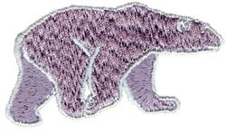 Stylized bear in a crawling pose, shaded in soft purple with an outline, perfect for modern embroidery projects.