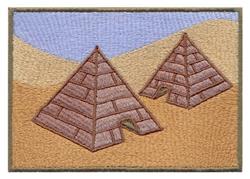 detailed scene machine embroidery pattern - Pyramid Scene for patchwork quilt blocks