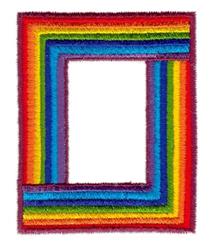 Rainbow frame with textured edges and a vibrant multi-colored pattern, featuring an empty center for customization.