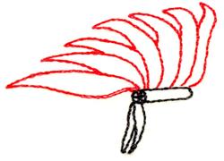 Stylized red feather with bold lines and black stem in simple line art style, perfect for minimalistic decor.