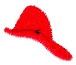 Playful red hat with a soft texture, distinctive curved shape, and rounded brim, perfect for fun accessories.