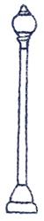 Redwork lamppost with a tall structure, rounded top, and wider base in a simple line drawing style.
