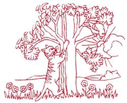 beginner-friendly cat redwork machine embroidery pattern - Robin Red Breast for patchwork quilt blocks