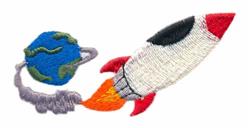 Rocket Leaving Earth - 4x4 earth beginner-friendly embroidery design for T-Shirts