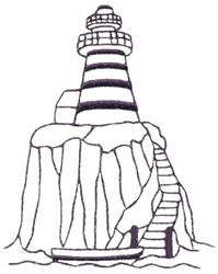 quick stitch lighthouse machine embroidery pattern - Rocky Lighthouse for kitchen aprons