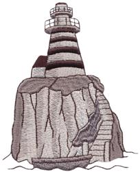 lighthouse detailed machine embroidery - Rocky Lighthouse for reusable tote bags