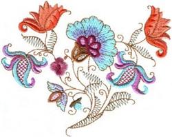 leaf detailed machine embroidery - Rococo Floral perfect for patchwork quilt blocks