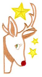 reindeer beginner-friendly machine embroidery - Rudolph Corner for reusable tote bags