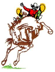 bronco detailed machine embroidery - Saddle Bronco perfect for kitchen tea towels