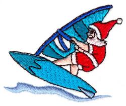 beginner-friendly christmas Santa Claus machine embroidery pattern - Santa Windsurfer for Summer Hats
