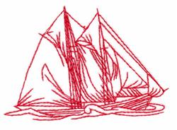 quick stitch schooner redwork machine embroidery pattern - Schooner for Outdoor Cushions