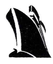 Simple line art of a shark fin in black and white, rising from minimal water, ideal for modern coastal decor.