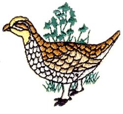 beginner-friendly bird machine embroidery pattern - Sharptail Grouse for Garden Decor