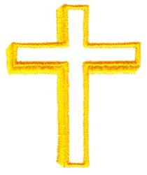 Bold yellow outlined cross with a clean white center, perfect for religious events and minimalist decor.