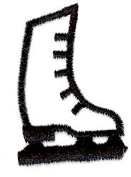 Applique skate boot with bold black outline, simplistic shape, and clear skate blade underneath.