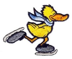 beginner-friendly bird machine embroidery pattern - Skating Duck for reusable tote bags