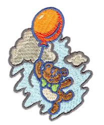 Sky High Bear - 4x4 bear detailed embroidery design for decorative pillow covers