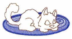 beginner-friendly kitten machine embroidery pattern - Sleeping Cat for Kids Room Decor