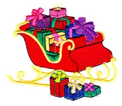 present detailed machine embroidery - Sleigh with Presents perfect for Holiday Cards