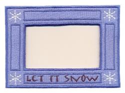 Embroidered frame featuring a playful blue design, white snowflakes, and the text 'LET IT SNOW', perfect for winter decor.