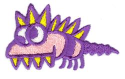 Playful cartoonish creature with a purple body, yellow spikes, and large eyes, perfect for children's items.