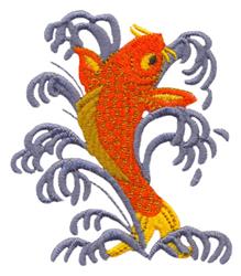 koi detailed machine digital embroidery - Splashing Koi perfect for kitchen tea towels