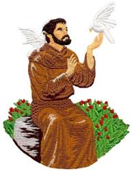 bird detailed machine digital embroidery - St. Francis perfect for reusable tote bags