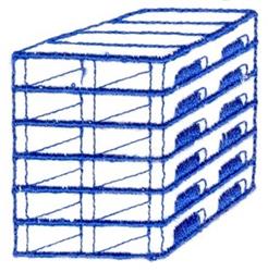Minimalist blue line art stack of pallets featuring clean outlines, showcasing geometric structure.