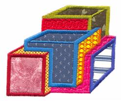 detailed cube applique machine embroidery pattern - Stacked Cubes Applique for patchwork quilt blocks
