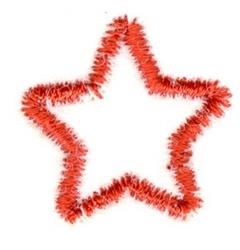Playful star shape with a fluffy red texture, perfect for holiday crafting and embellishments.