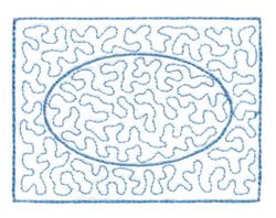 Stippled Oval - 4x4 oval quick stitch machine embroidery design for Table Linens