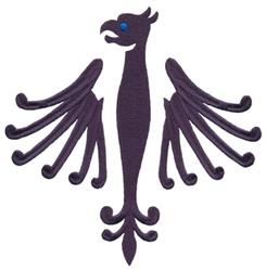Stylized bird with extended wings in purple and subtle blue accents, featuring a modern and symmetrical design.